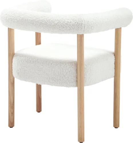 Miniatura 7 de RIVOVA Juego de 4 sillas de comedor blancas de bouclé, sillas de comedor tapizadas modernas, sillas de cocina con respaldo curvo para comedor