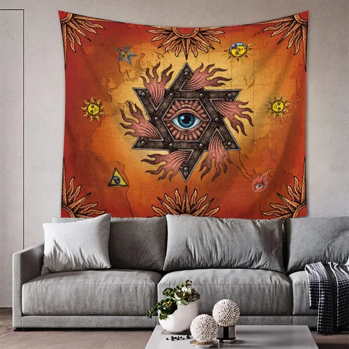 Miniatura 3 de VENTIMI Tapiz de sol para colgar en la pared, mantel con ojos espaciales, decoración de pared para dormitorio, sala de estar, exterior e