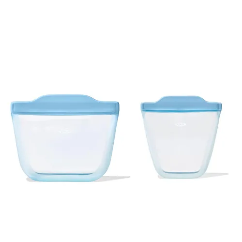 Miniatura 7 de OXO Tot Bolsas reutilizables de silicona - Juego de 2 tazas - Ópalo y atardecer Ópalo/anochecer