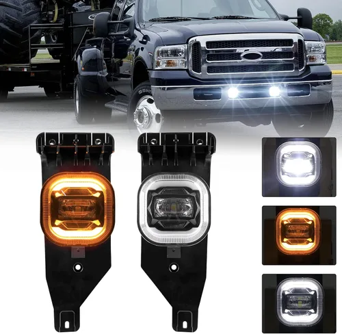 REALOVE Kit de Luz de Niebla LED para FORD F250 F350 F450 F550 Super Duty 2005 2006 2007, Faro de Conducción con DRL y Señal de Giro, 1 Par