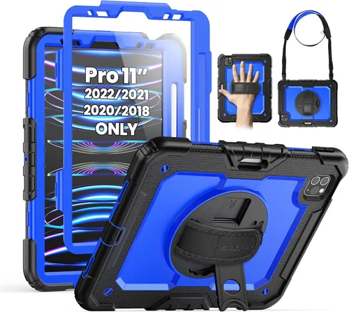 Miniatura 12 de SEYMAC Funda para iPad Pro 11 de 4ª, 3ª, 2ª, 1ª generación (2022/2021/2020/2018), funda protectora de cuerpo completo a prueba de golpes con Negro
