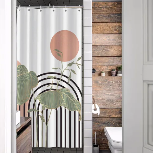 Miniatura 16 de Cortina de ducha abstracta bohemia para decoración de baño, moderna planta tropical, decoración botánica de hojas de palmera, decoración de baño