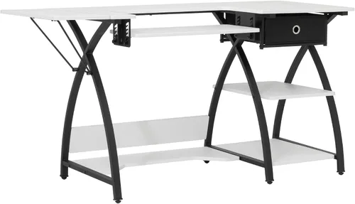 Miniatura 10 de Comet Plus - Mesa de costura y pasatiempos con estante lateral e inferior, también se puede utilizar como escritorio de computadora