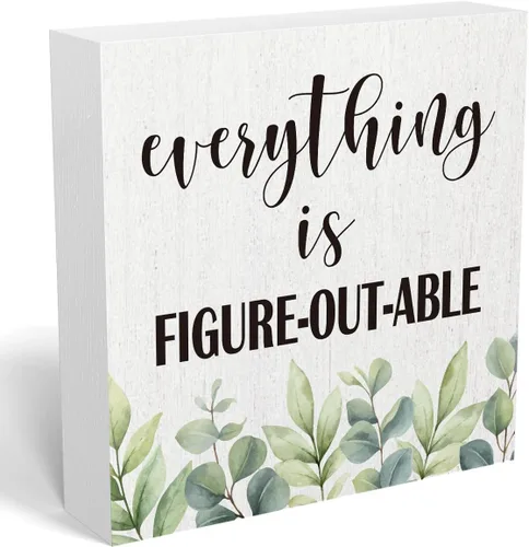 Miniatura 16 de mmiishe Letrero de madera inspirador decorativo motivacional con texto en inglés «Be Curious Not Judgmental», caja de madera para el hogar