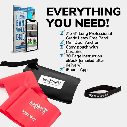 Miniatura 2 de Resistance Bands for Working Out 7Ft Long Resistance Bands Super Exercise Bands with Carry Pouch and Door Anchor I Latex Free Workout Bands Rojo