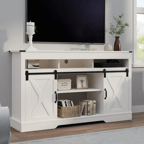 Miniatura 22 de RoyalCraft Soporte de TV con Chimenea Estilo Granja para TV de más de 65 pulgadas, Centro de Entretenimiento con Chimenea Eléctrica de 23