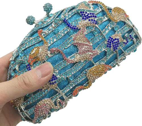Miniatura 2 de Elegante flamenco embrague mujeres cristal noche monederos y bolsos lujo boda fiesta nupcial rhinestone bolsa