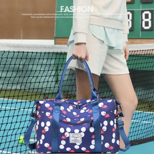 Miniatura 58 de Bolsa de gimnasio con bolsillo húmedo, bolsa de viaje plegable para mujer, bolsa de viaje impermeable para viajes, gimnasio, yoga