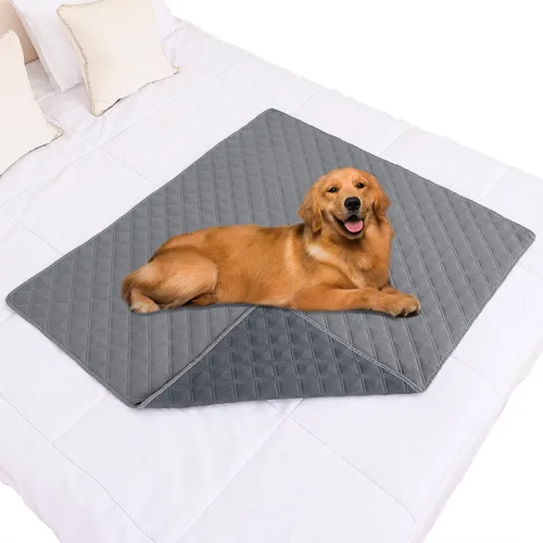 Miniatura 155 de Smiry Funda impermeable para cama de mascota, suave y lavable, para muebles, cama, sofá, reversible, a cuadros (30 x 53 pulgadas, color beige/beige)