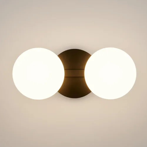 Miniatura 11 de Aplique de pared moderno de globo de vidrio: Luz de apliques esféricos dorados - Accesorio de luces de bola individual de latón pequeño para tocador