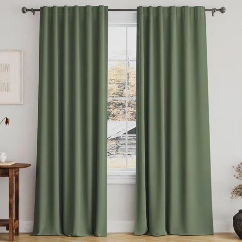 Miniatura 10 de Turquoize Cortinas Opacas para Tratamiento de Ventana con Trabillas Traseras para Sala de Estar/Dormitorio, Tratamientos de Ventana con Aislamiento
