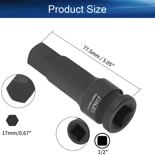 Miniatura 2 de Bettomshin Broca de impacto hexagonal, llave Allen de 1/2 pulgada, enchufe de impacto hexagonal de 0.669 in, acero Cr-Mo, destornillador hexagonal