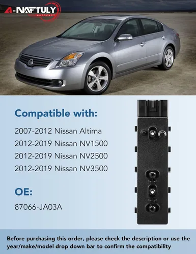 Miniatura 2 de Interruptor de asiento eléctrico compatible con Nissan Altima 2007-2012, Nissan NV1500 2500 3500 2012-2019, 10 vías delantero izquierdo del lado