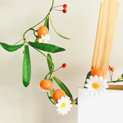 Miniatura 3 de Guirnalda artificial de vid de plantas de mandarina, naranjas colgantes, bayas, kumquat, limón, blanco, guirnalda de flores para el hogar, jardín