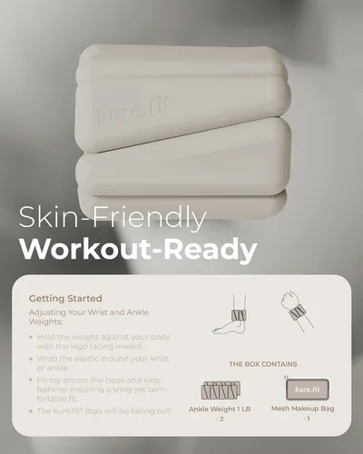 Miniatura 8 de Peso para Pilates Pesas ajustables para muñeca y tobillo para mujeres Brazaletes con peso 1 libra/ 2 libras cada una (Juego de 2)