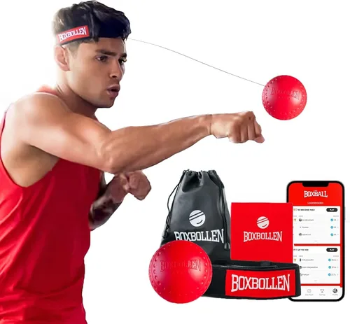 Miniatura 8 de Boxbollen® Pelota de Reflejo de Boxeo - Juego de Entrenamiento en Casa Respaldado por Celebridades - Contador de Golpes Conectado a la Aplicación