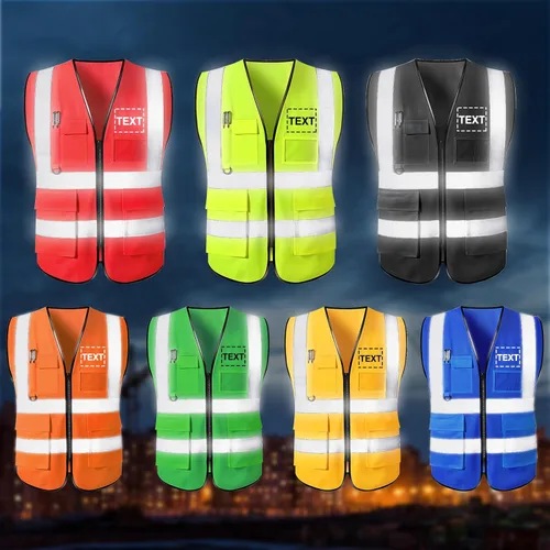 Miniatura 2 de Aolun Chalecos de seguridad de alta visibilidad, chaleco reflectante con bolsillos, logotipo personalizado, ropa de trabajo protectora para hombres