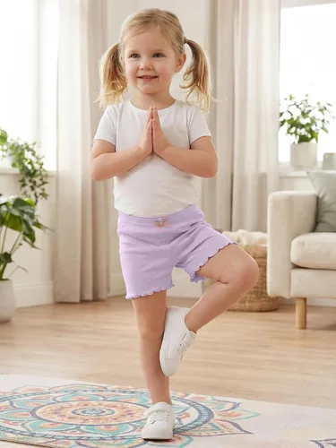 Miniatura 2 de Ruisita Paquete de 6 pantalones cortos con volantes para niños pequeños y niñas, pantalones cortos de bicicleta con ruedas de ruedas, pantalones