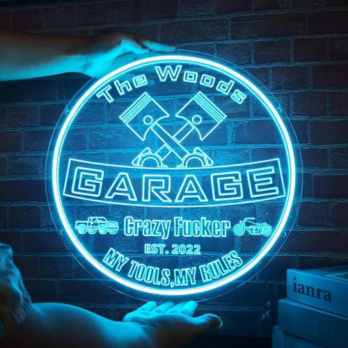 Letrero de neón personalizado para garaje, letreros LED personalizados de garaje para garaje de papá, cueva de hombre, decoración de pared de