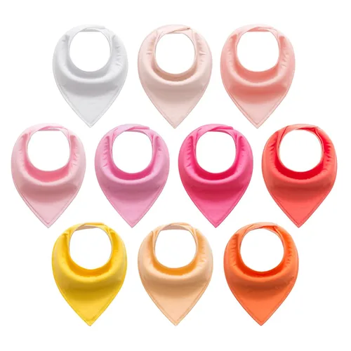 Miniatura 16 de Baberos bandana para bebé, paquete de 10 baberos para bebés, niños, niñas, unisex, 100% algodón, baberos suaves y absorbentes (rosa y amarillo)
