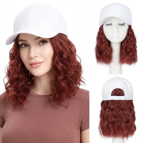 Miniatura 20 de SEGO Gorra de béisbol con extensiones de cabello para mujer, resistente al calor, sintético, 6 pulgadas, ajustable, corta, recta, peluca de repuesto