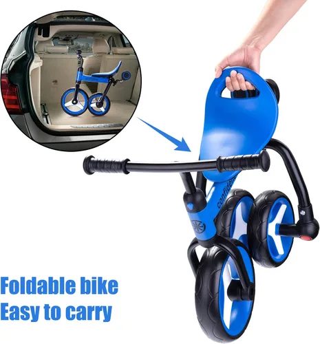 Miniatura 7 de YGJT Triciclo 4 en 1 para niños pequeños de 2 a 5 años, triciclos plegables para niños pequeños con asiento ajustable y pedal extraíble, juguetes