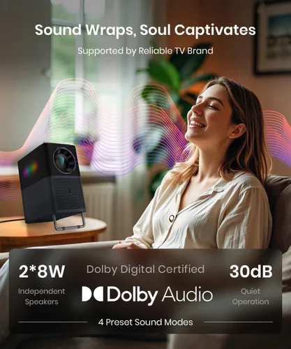 Miniatura 5 de TCL Proyector A1 GTV con licencia oficial de Netflix, proyector de película portátil para exteriores de 1080P, 360 lúmenes ISO, proyector WiFi RGB
