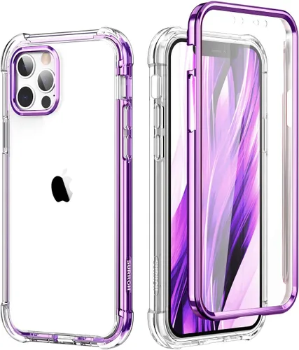 Miniatura 9 de SURITCH Funda transparente para iPhone 12/iPhone 12 Pro de 6.1 pulgadas, [protector de pantalla integrado] cubierta protectora de cuerpo completo a
