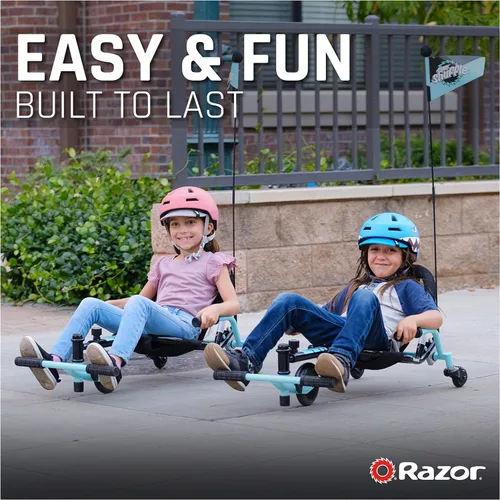 Miniatura 9 de Crazy Cart Shuffle de Razor – Kart de deriva con propulsión infantil para edades de 4 años en adelante, tecnología Crazy Cart Drift Bar, marco