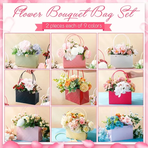 Miniatura 3 de TaoBary 18 bolsas de flores con asas para ramo, caja de regalo floral de graduación 2026, cajas de floristería impermeables para suministros