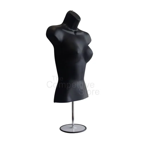 Miniatura 2 de DisplayTown - Maniquí femenino con torso y soporte de metal, parte trasera hueca, cuerpo apilable, forma para exhibir camisetas, mostrador