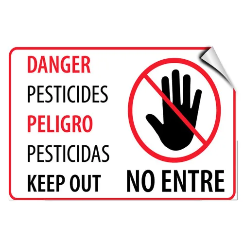 Peligro pesticidas peligro pesticidas mantener fuera sin entrar, etiqueta de vinilo pegatina