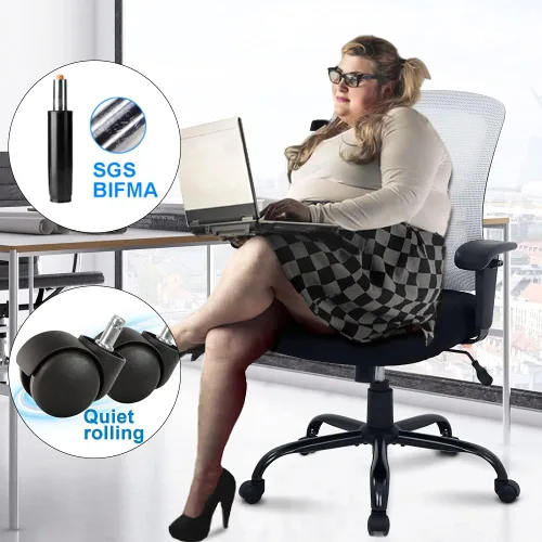 Miniatura 7 de Silla de oficina grande y alta, resistente, 400 libras, silla de escritorio para computadora con soporte lumbar, ergonómica, respaldo alto, silla