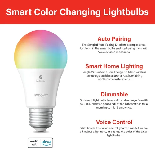 Miniatura 2 de Sengled Foco de luz, emparejamiento automático S1 con dispositivos Alexa, cambio de color, luz inteligente que funciona, iluminación inteligente