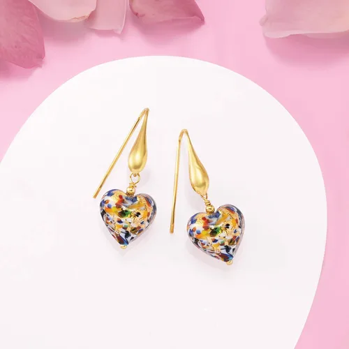 Miniatura 3 de Ross-Simons Pendientes de gota de cristal de Murano italiano en oro de 18 quilates sobre plata esterlina Plata de ley no conocido