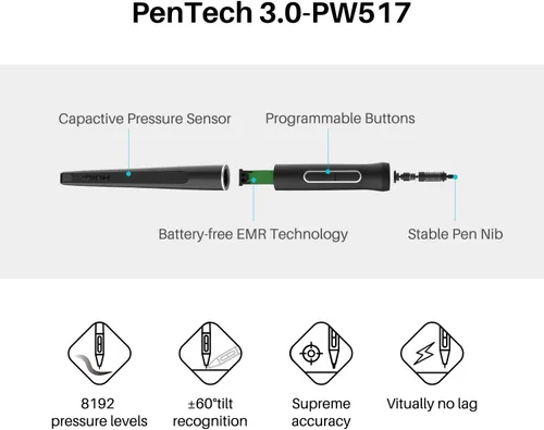 Miniatura 3 de HUION Kamvas 22 Plus QLED - Tableta de Dibujo con Pantalla Completamente Laminada, Conexión USB-C, 140% sRGB, Inclinación, Tableta Gráfica de Arte