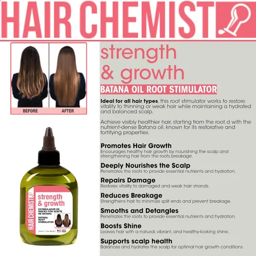Miniatura 5 de Hair Chemist Strength & Growth - Estimulador de raíz de batana, 7.1 onzas, tratamiento capilar con aceite de batana, revitaliza y nutre el cabello