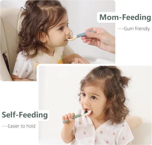 Miniatura 4 de Seposeve - Paquete de 4 cucharas de silicona para bebé, cucharas suaves para primera alimentación para bebés, utensilios de alimentación para bebés