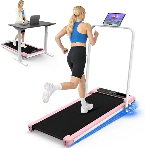 Miniatura 10 de Incline Walking Pad, 3.5HP Foldable Portable Treadmill with Handle Bars, Ultra Quiet ≤40dB Under Desk Treadmills for Home Office, 330LB Capacity