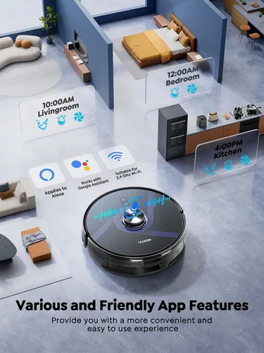 Miniatura 6 de Vyzzle Robot aspiradora y trapeador, aspiradora robótica 4 en 1 con base de vaciado automático, robot de aspiradora de 8000 Pa con navegación LiDAR