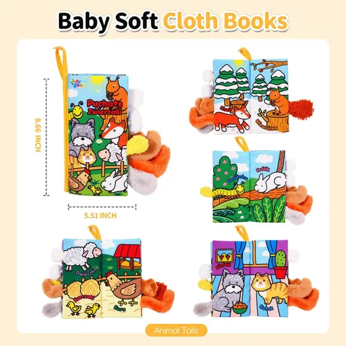 Miniatura 5 de Jollybaby Libros de tela para bebés, libros suaves arrugados para tocar y sentir, para bebés lactantes, juguetes interactivos educativos tempranos C