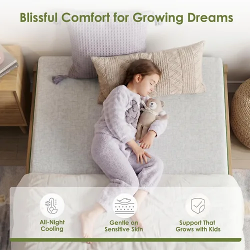 Miniatura 5 de Colchón Tamaño Twin, Colchón de Espuma Viscoelástica con Gel de 6 Pulgadas para Noches de Sueño Fresco y Alivio de Presión, Colchón de Firmeza Media