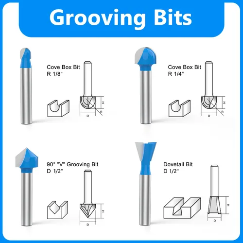 Miniatura 4 de Newdeli Juego de brocas para enrutador, vástago de 1/4 de pulgada, 15 piezas, brocas de carburo de tungsteno, herramienta de carpintería