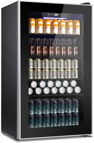 Miniatura 10 de Kndko Mini refrigerador de bebidas – Mini refrigerador de 48 latas con control digital de temperatura, luz LED, puerta reversible, perfecto