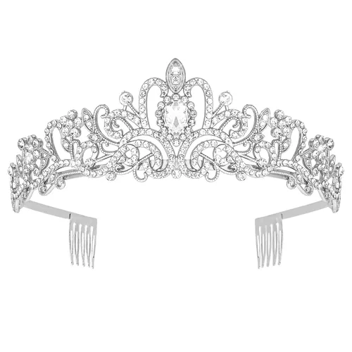 Miniatura 7 de Tiaras y coronas doradas para mujer, corona de cumpleaños clásica con peines, elegantes regalos de fiesta de graduación para mujeres