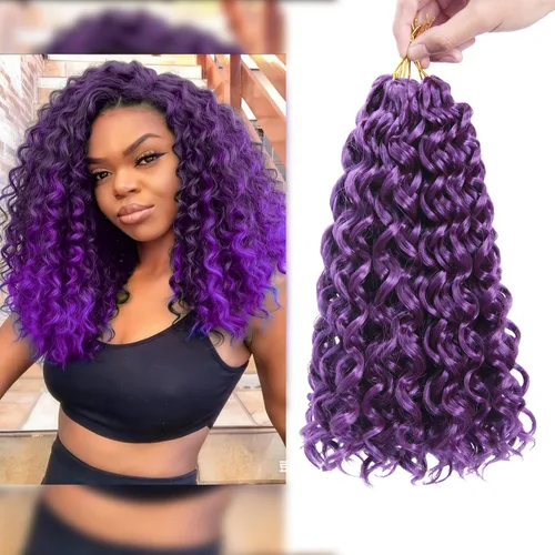 Miniatura 58 de QRHSUKA - Mechones rizados con ganchillo GoGo, cabello ondulado con ganchillo de agua para mujeres, sintético gris, trenzado bohemio, trenza de onda