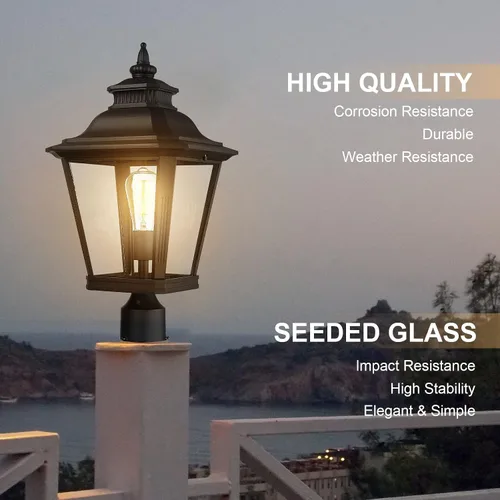 Miniatura 2 de Luces de poste grandes para exteriores, lámpara de poste con acabado negro, impermeable y antioxidante, moderna iluminación exterior de pilar