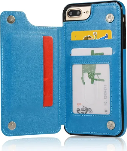 Miniatura 5 de Asuwish Funda de teléfono para iPhone 7plus 8plus 7/8 Plus con protector de pantalla de vidrio templado y tarjetero; funda tipo cartera de cuero