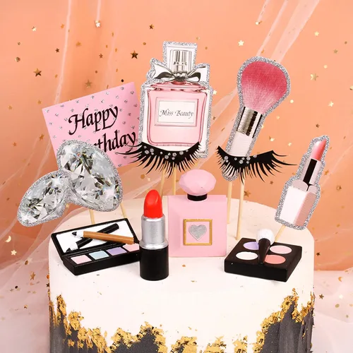 Miniatura 5 de Ercadio 4 piezas de resina para decoración de tartas, cosméticos 3D, lápiz labial, botella de perfume, para maquillaje, decoración de pasteles