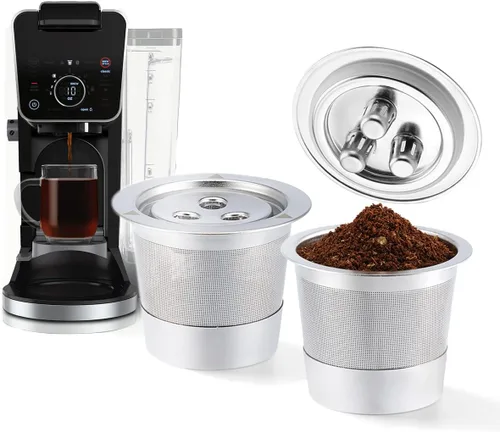 Miniatura 12 de Cápsulas Ninja K Cups reutilizables de acero inoxidable compatibles con la máquina Ninja CFP201 CFP301 Dual Brew Pro, cápsulas de café rellenables 1